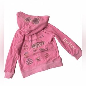 BUTTER Super Soft Pink French Terry Cruise Zip Hoodie 4T Rhinestone